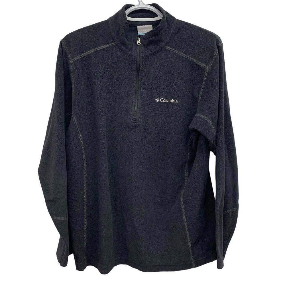 Columbia Sweater Mens Small Black Fleece 1/4 Zip Up Pullover Sweatshirt​​
